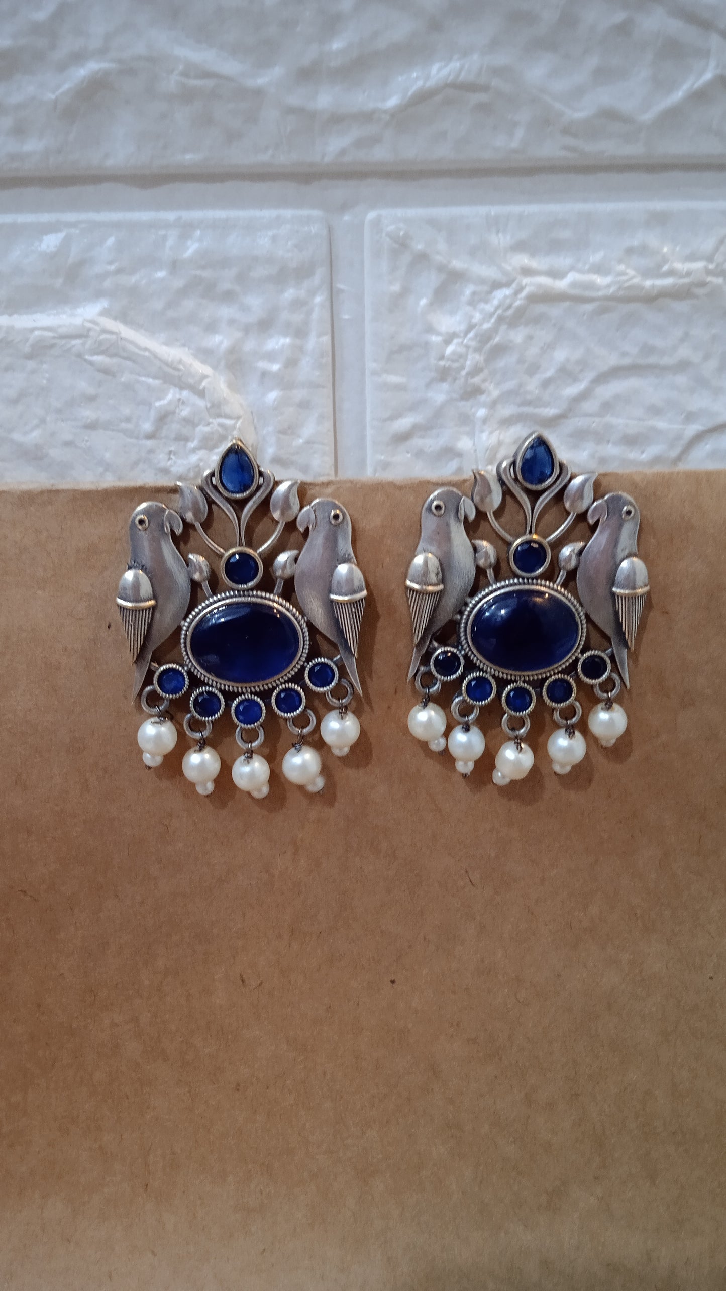 Oryne-Oxidised Studs-Bird Blue