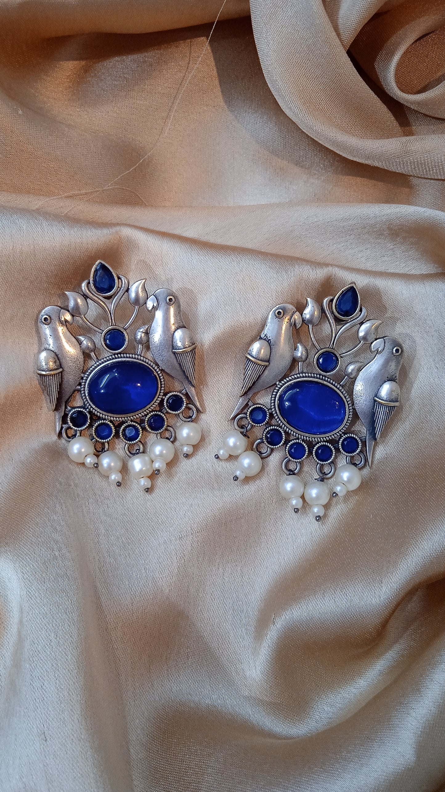 Oryne-Oxidised Studs-Bird Blue