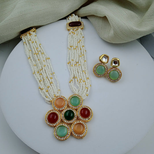 Velora-Multi Flower-Beaded Set