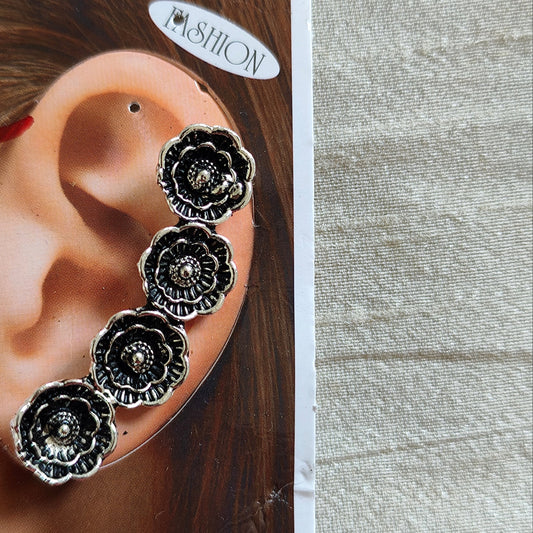 Ear Cuffs-Oxidise-Flower