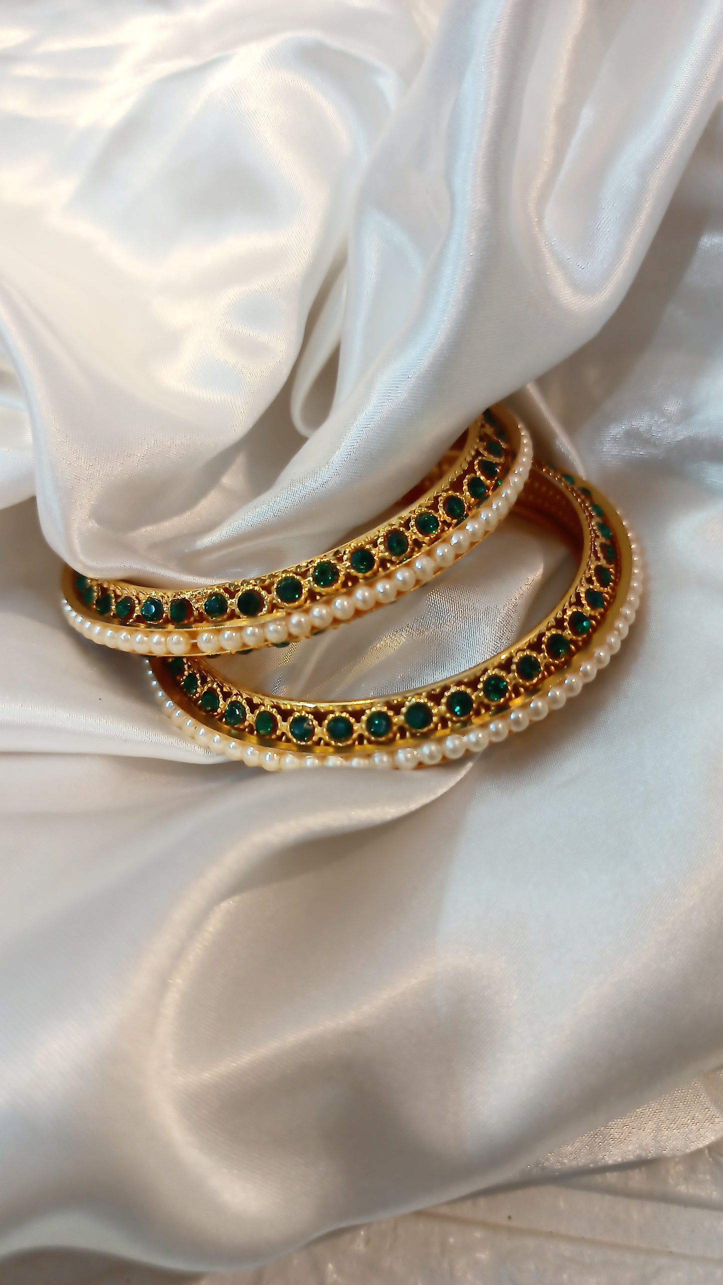 Ziora-Bangles-Green Stones