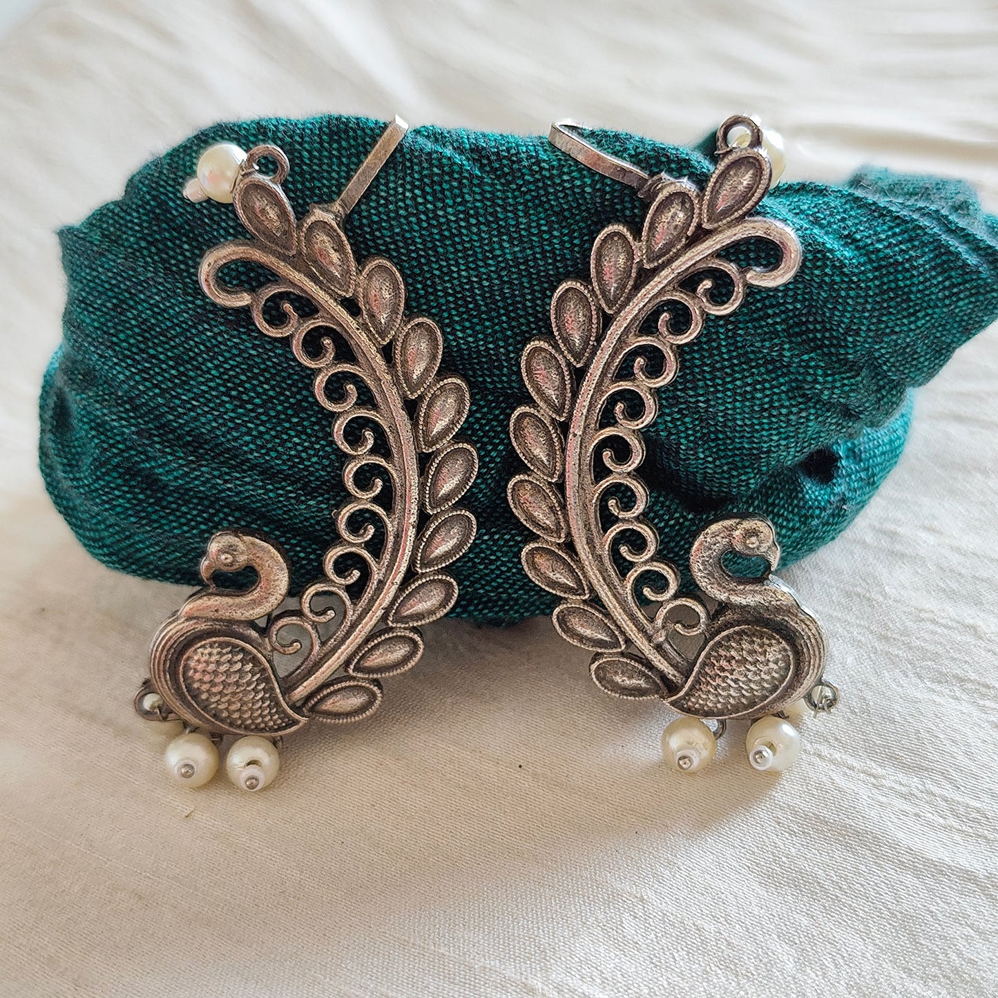 Ear Cuffs-Oxidise-Peacock Large