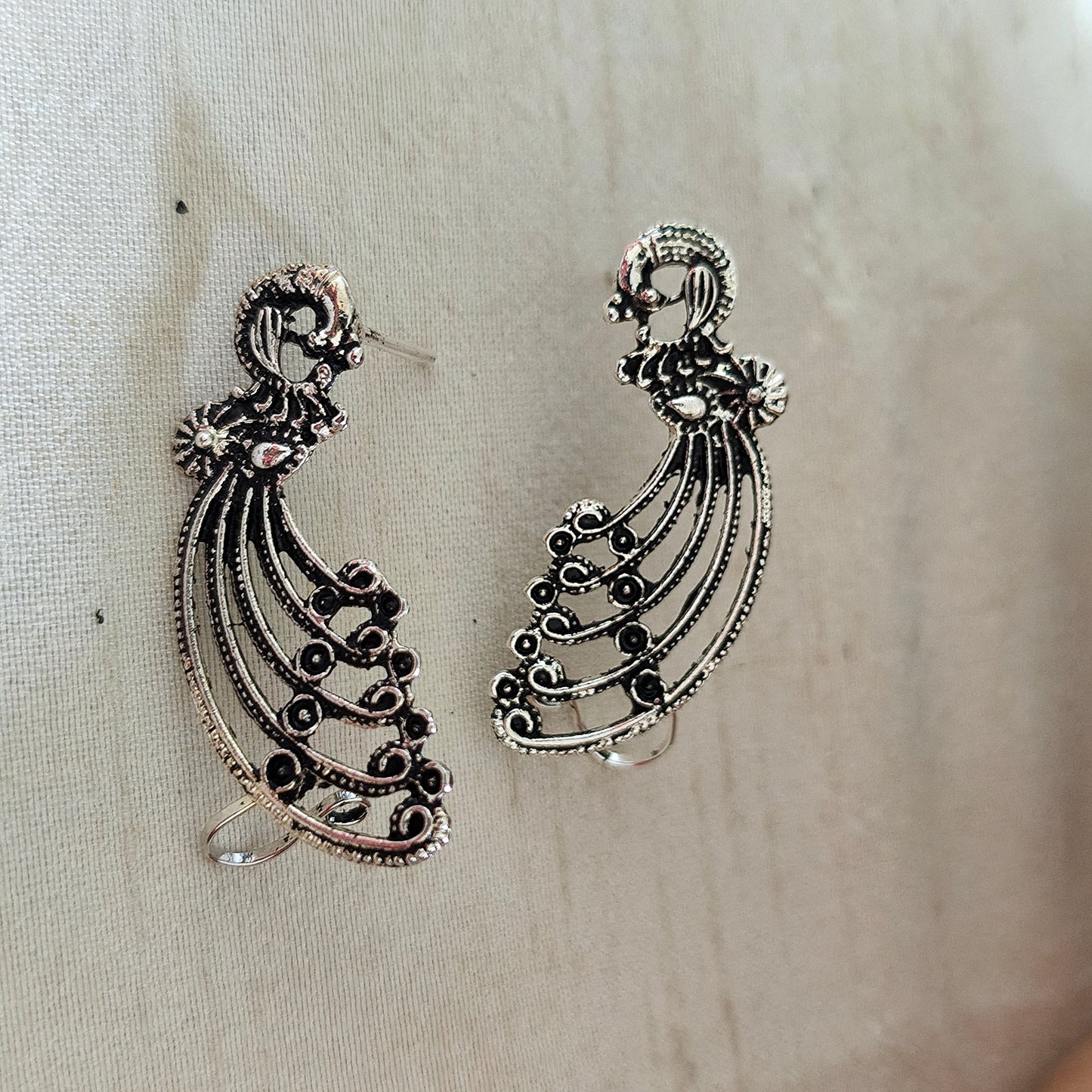 Ear Cuffs-Oxidise-Peacock