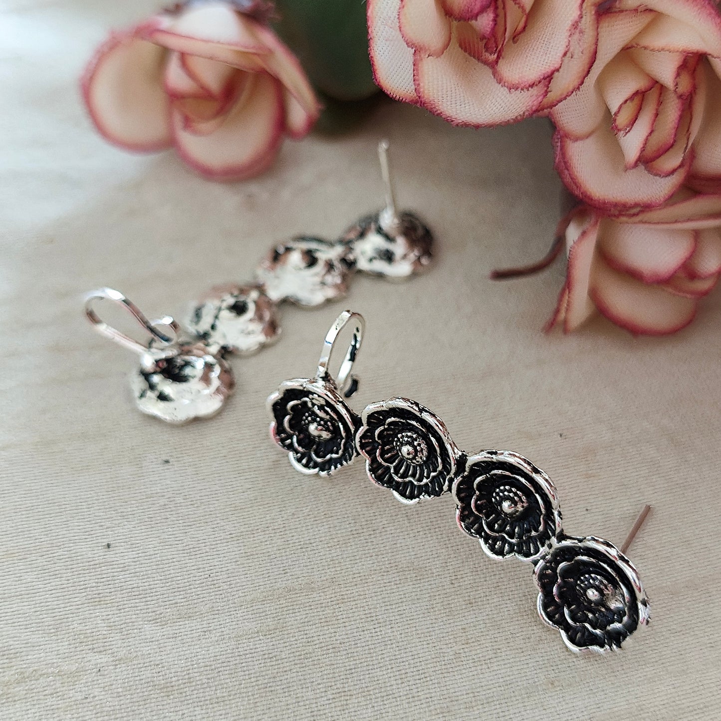 Ear Cuffs-Oxidise-Flower
