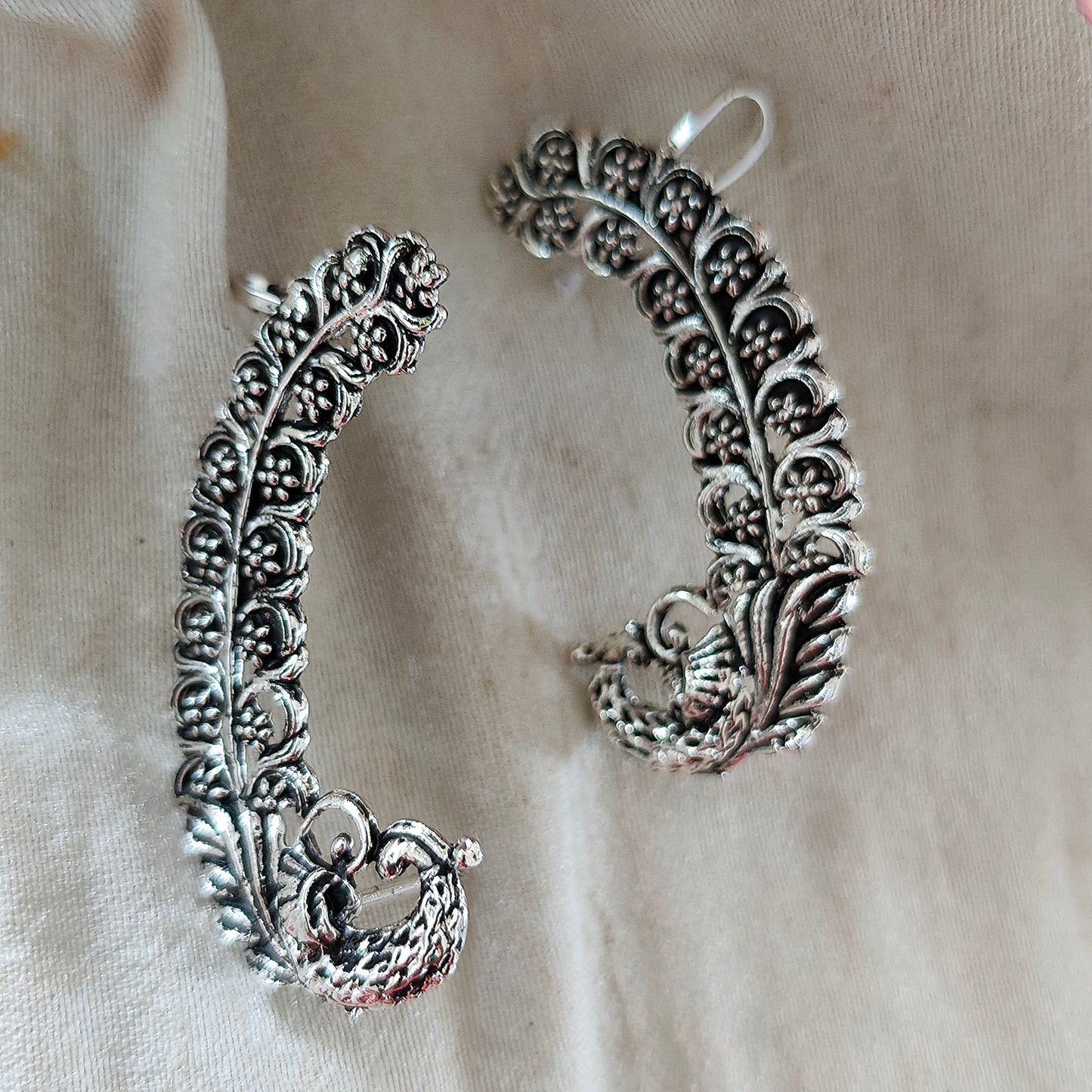 Ear Cuffs-Oxidise-Peacock Leaf