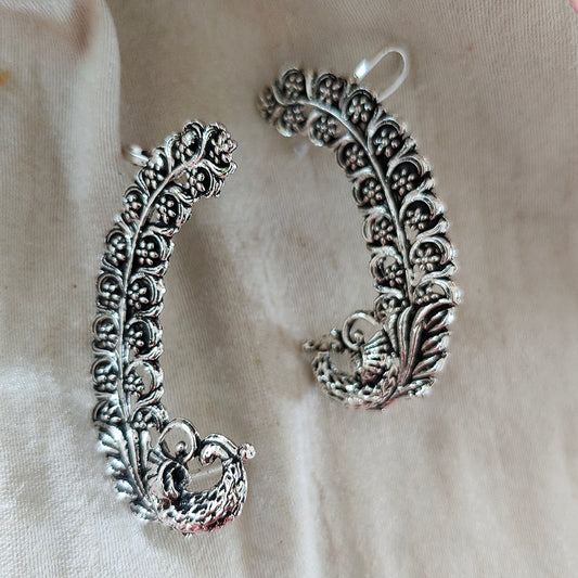 Ear Cuffs-Oxidise-Peacock Leaf