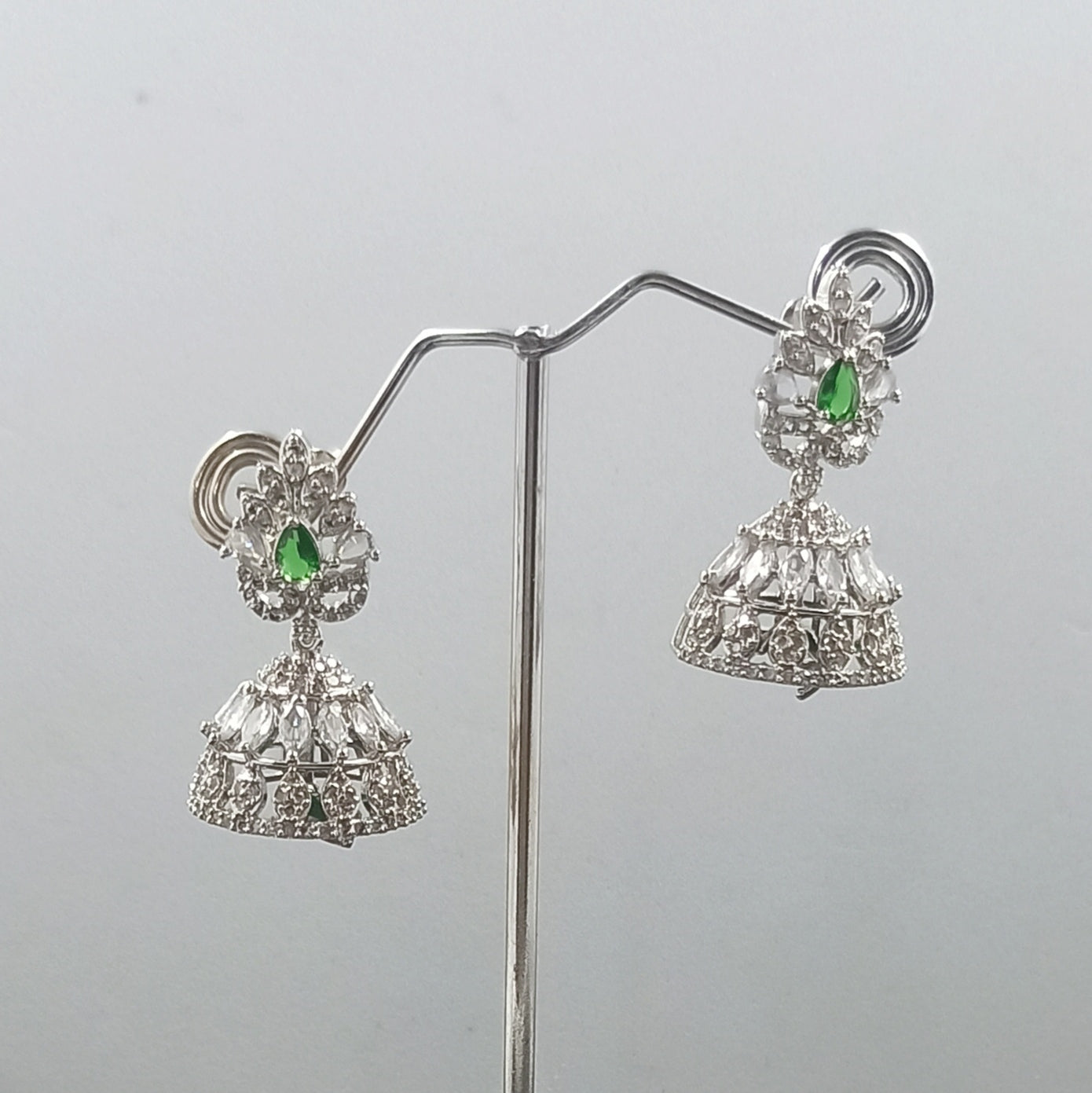 AD Earrings Sumana Green Stone