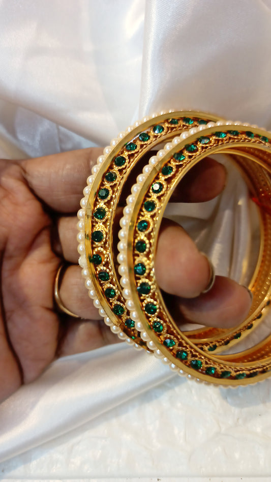 Ziora-Bangles-Green Stones