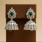 AD Earrings Sumana Green Stone Jhumki