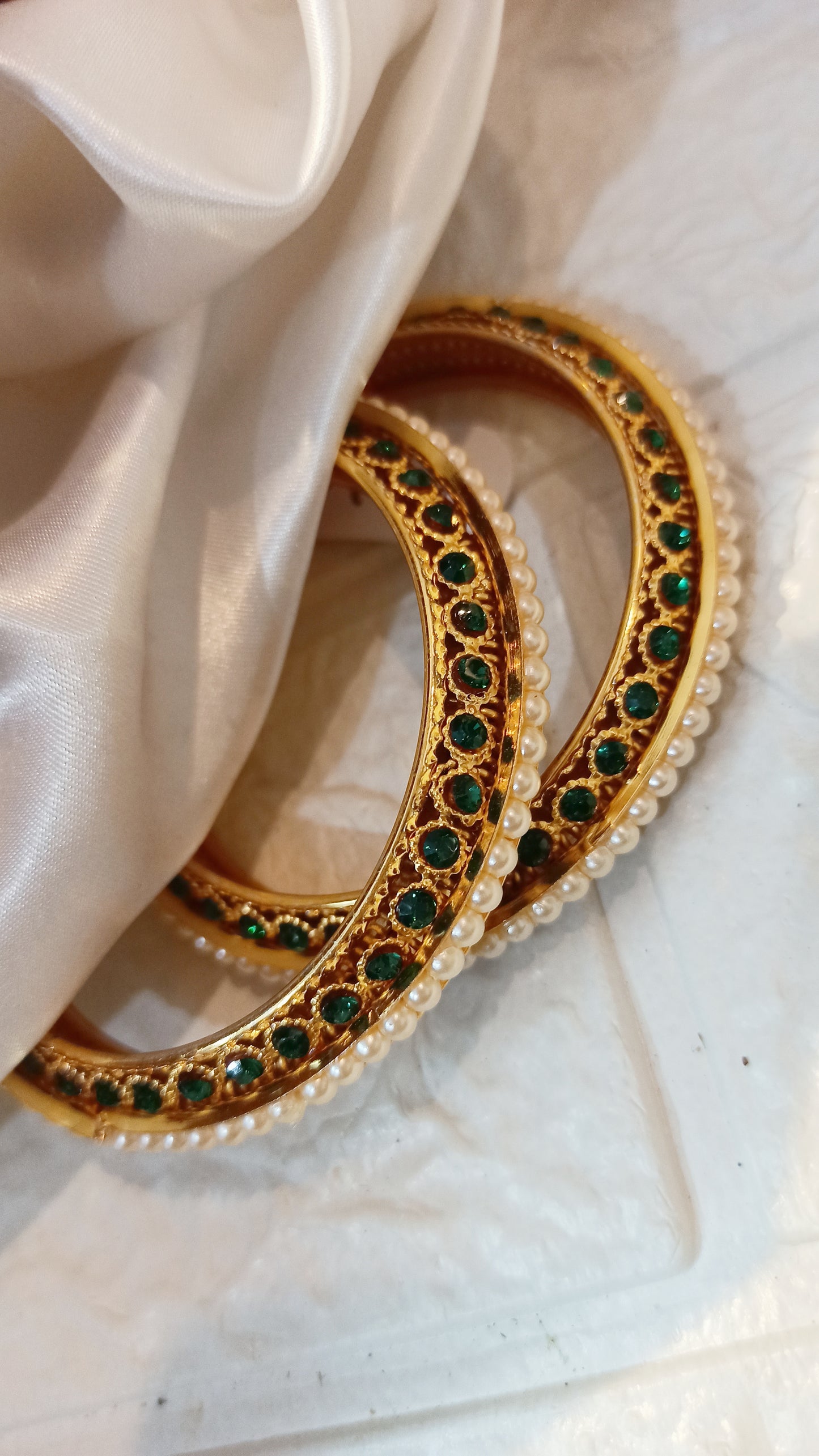 Ziora-Bangles-Green Stones