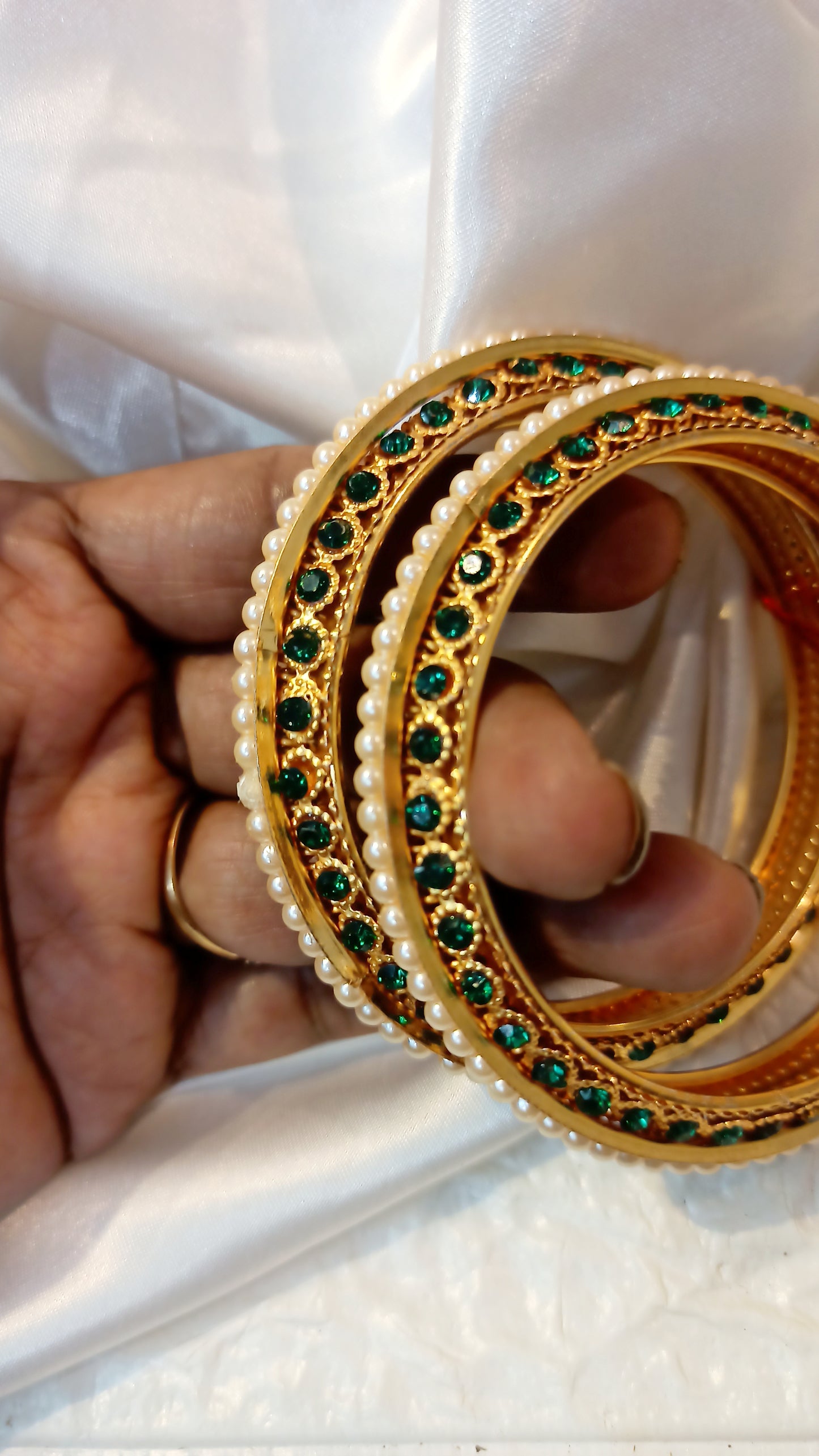 Ziora-Bangles-Green Stones