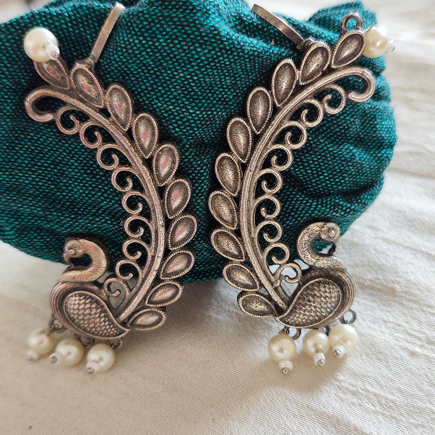 Ear Cuffs-Oxidise-Peacock Large