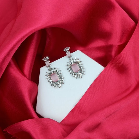 AD Earrings Aakar Baby Pink Stone
