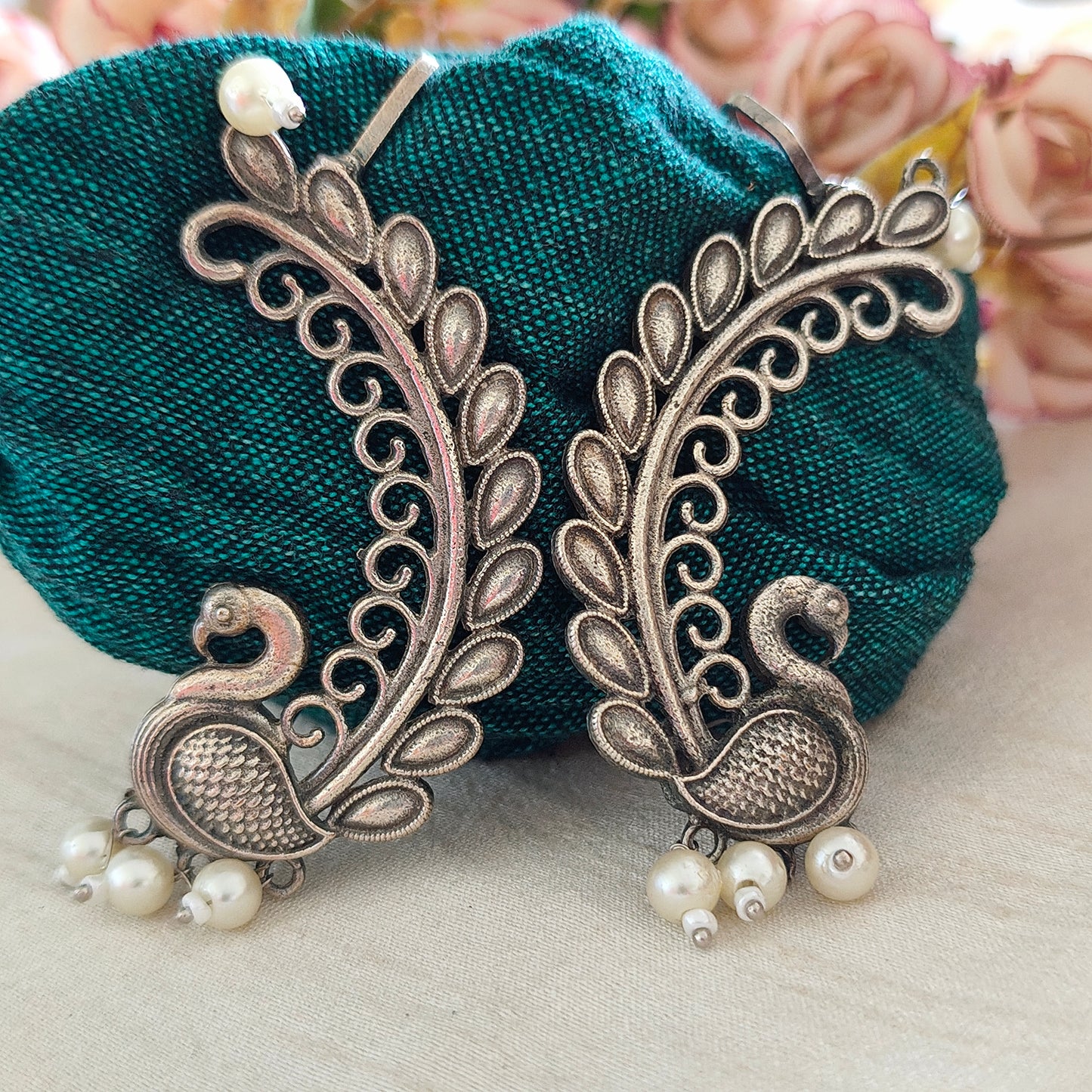 Ear Cuffs-Oxidise-Peacock Large