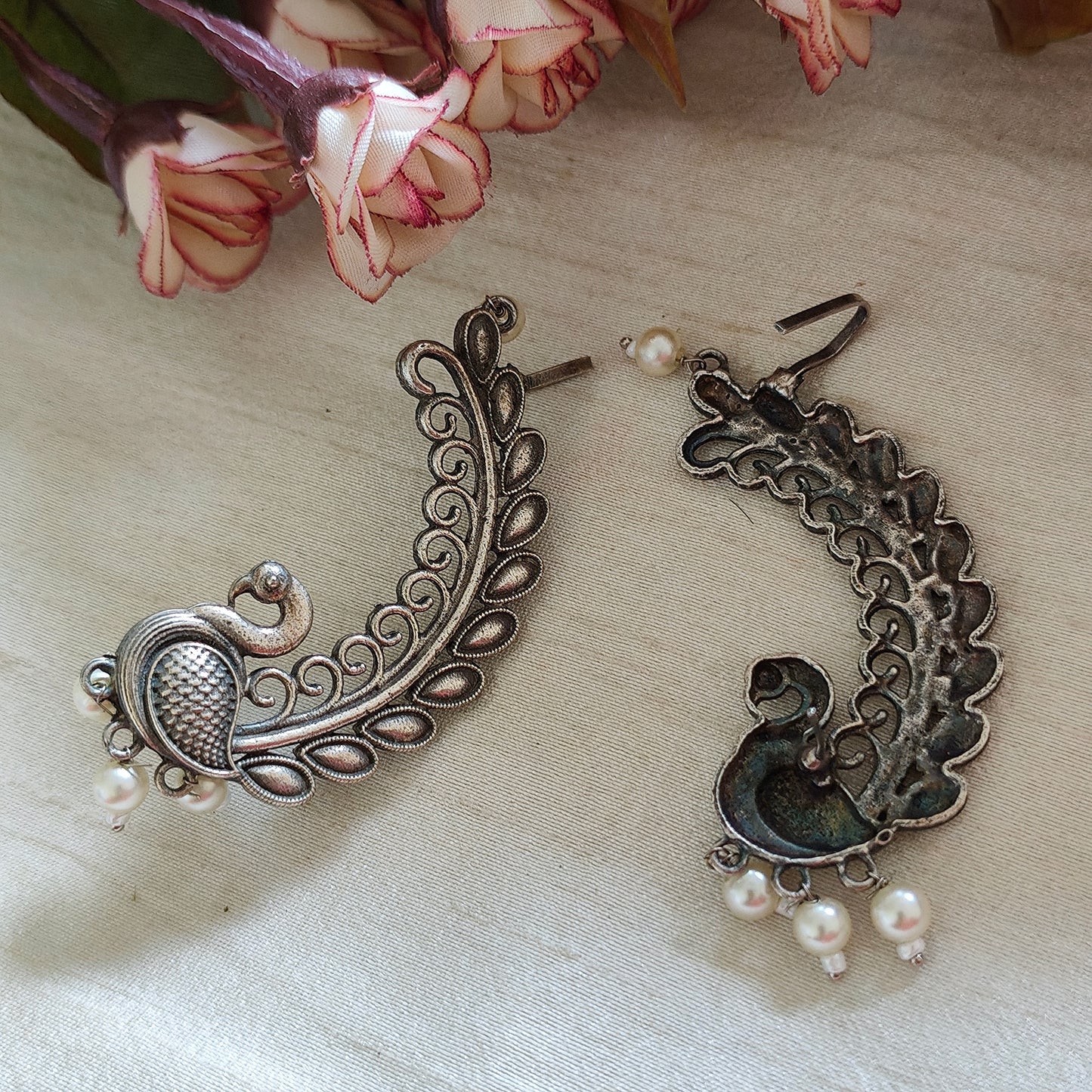 Ear Cuffs-Oxidise-Peacock Large