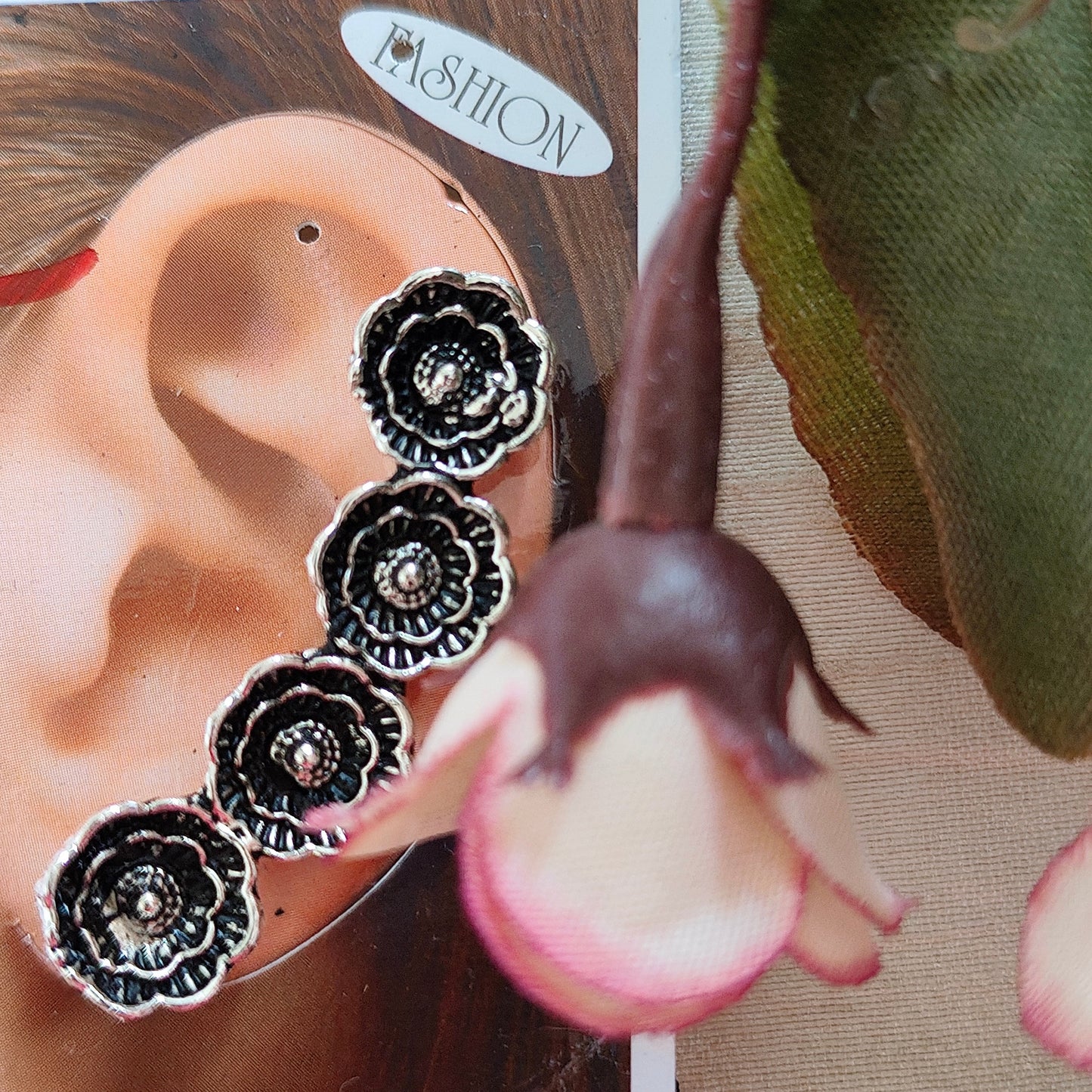 Ear Cuffs-Oxidise-Flower