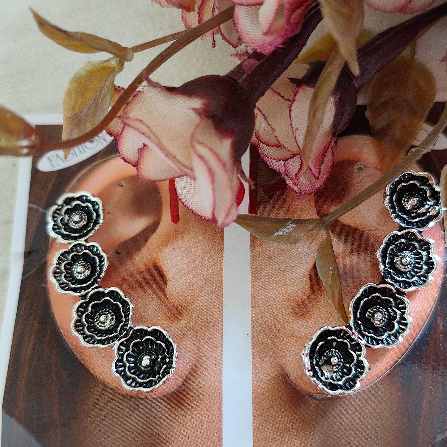 Ear Cuffs-Oxidise-Flower